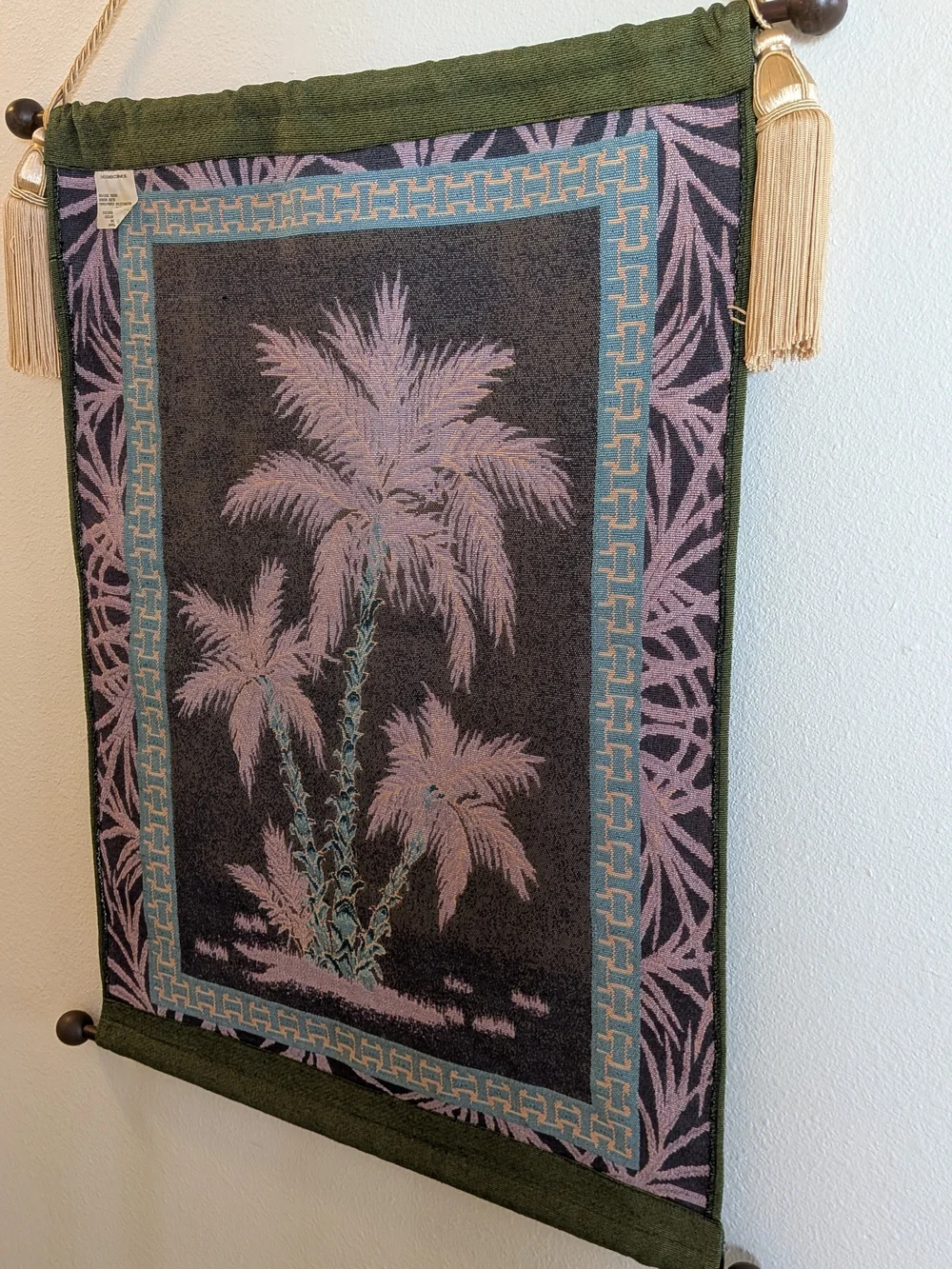 The Bombay Company Palm Trees Wall Tapestry w/ Tassels H35